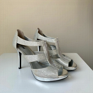 FIONI “Layla” Sparkly Silver High Heel Sandals